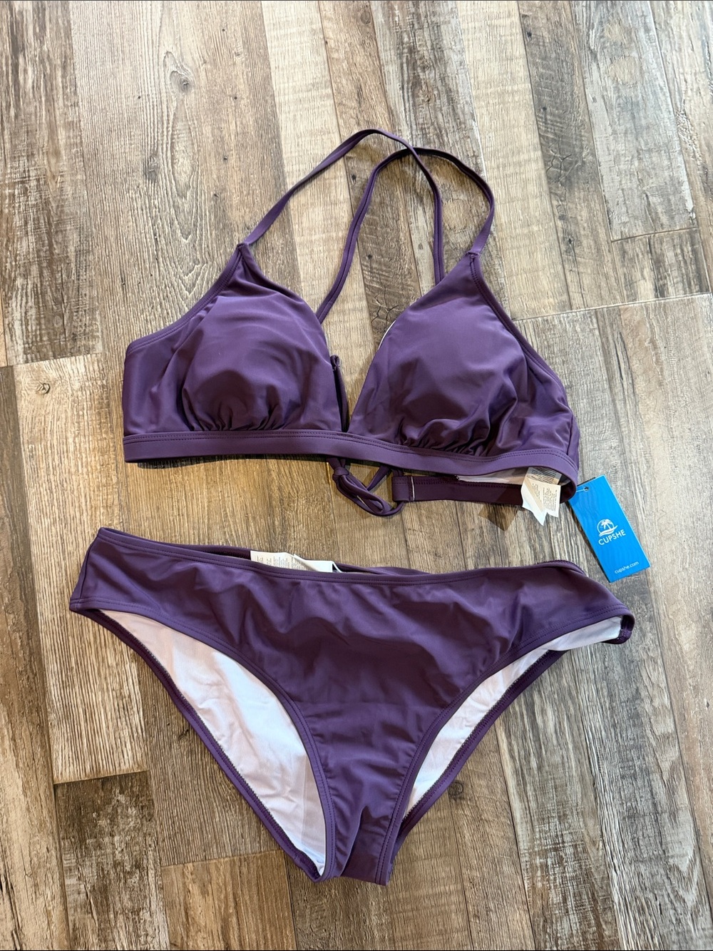 Cupshe Deep Plum Two-Piece Triangle Swim Bikini Sz xl